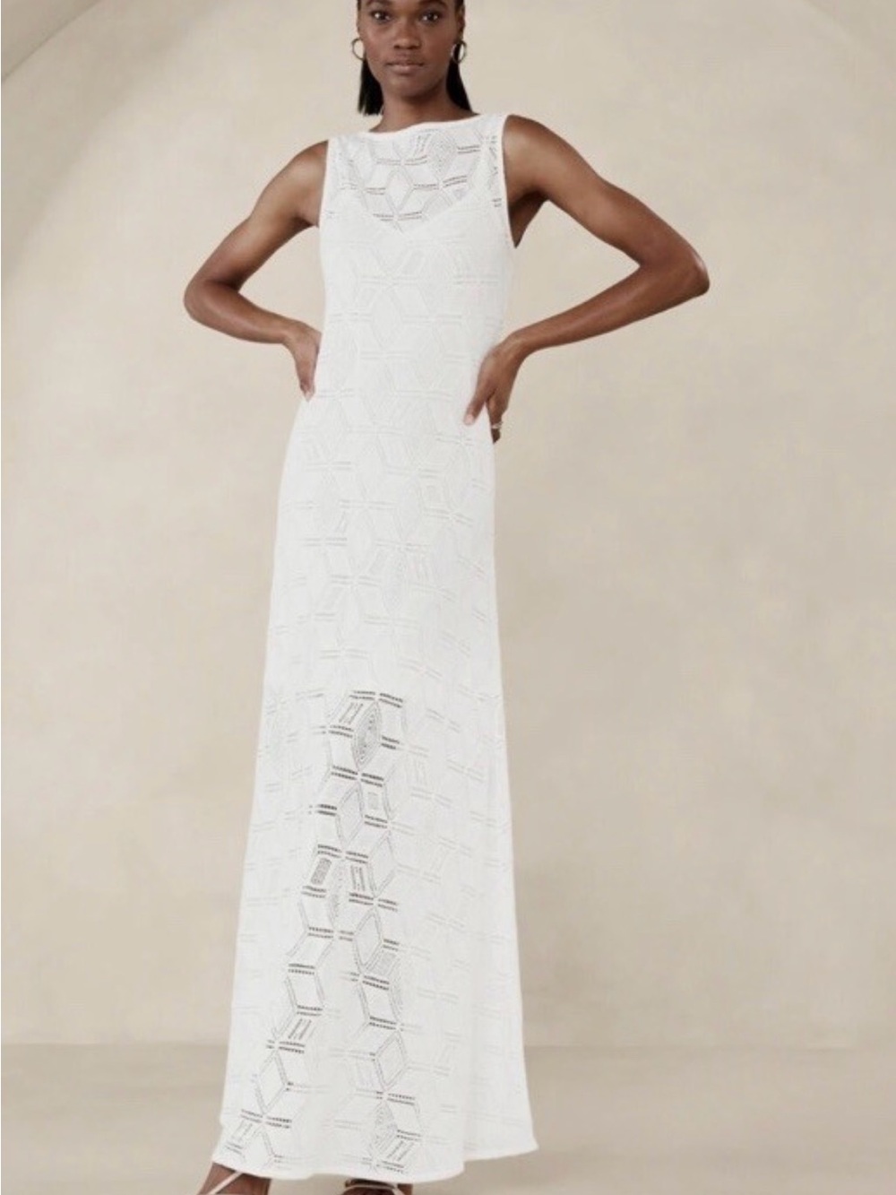 Banana Republic White Crochet Maxi Dress-NWT!